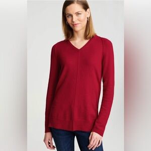 J. Jill Vibrant Red V-Neck Sweater